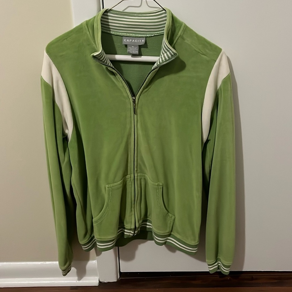 Capacity Velour Women’s lightweight sweat jacket Green